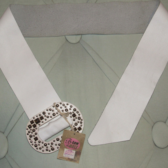 B-Low The Belt genuine leather white belt SMALL - Picture 6 of 8